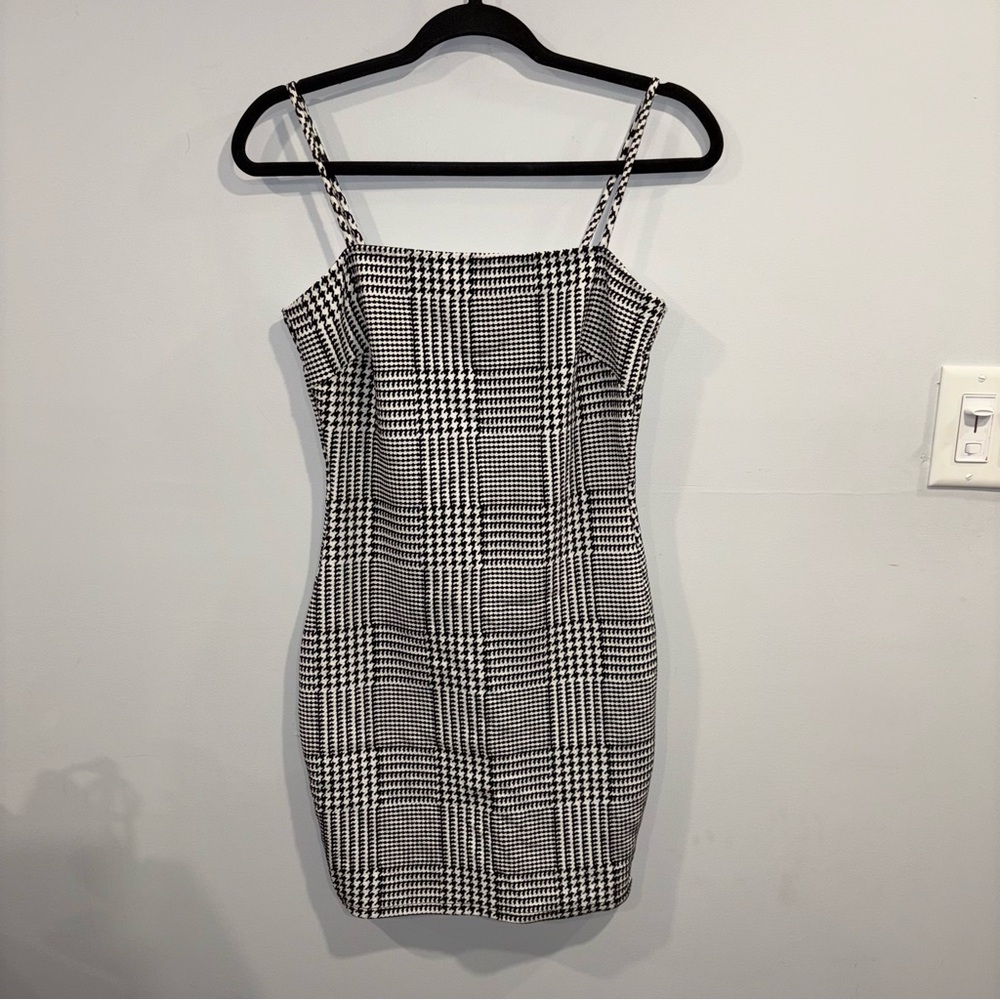 Fashion Nova Black and White Plaid Mini Dress